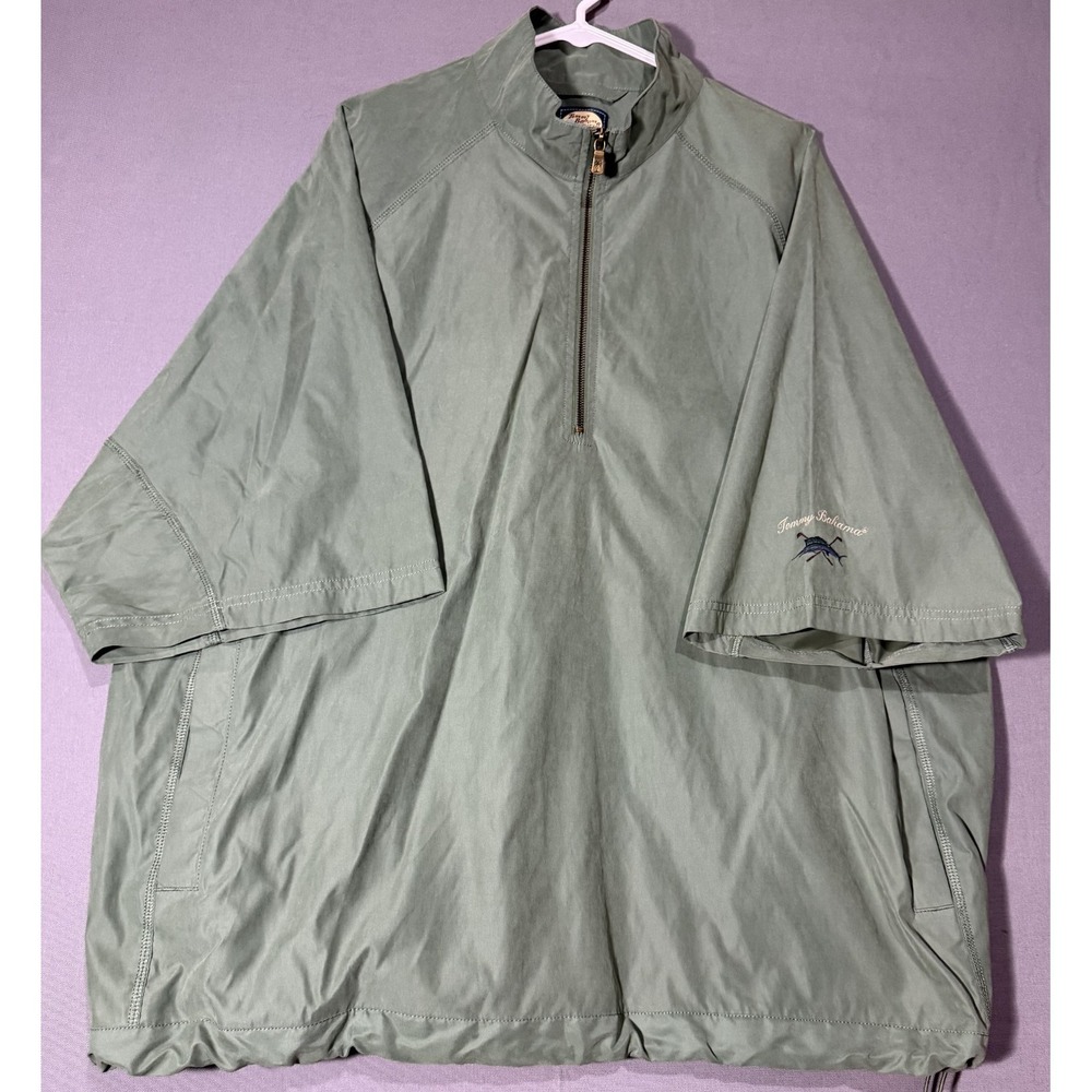 Tommy Bahama XXL Olive Green Quarter Zip Mens Jacket Windbreaker Vintage 2XL